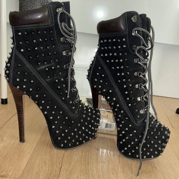 ZIGI girl platform boots with spikes “construction black boots style with heels” - Picture 4 of 6